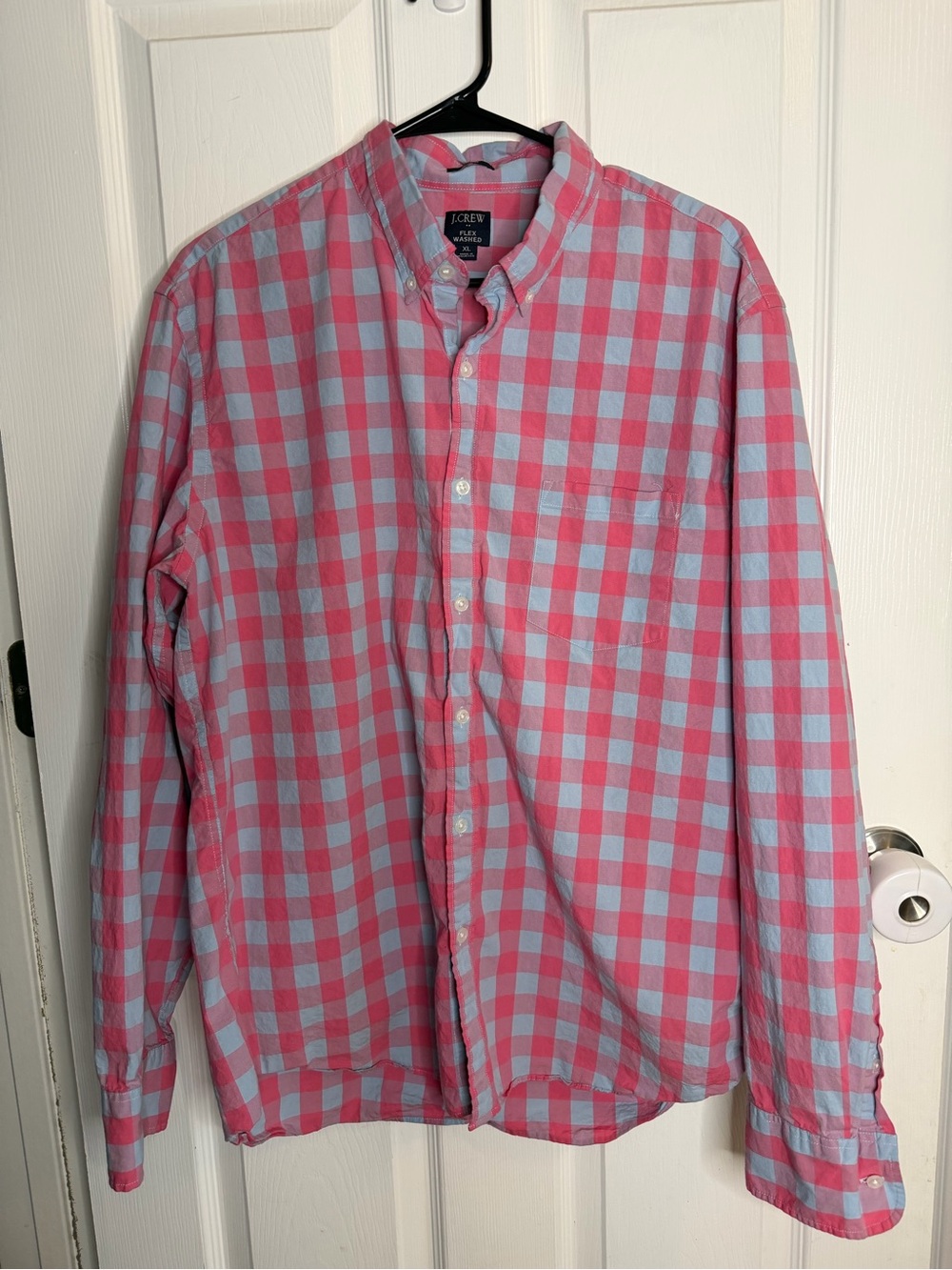J. Crew Pink and Light Blue Check Button-Down Shirt